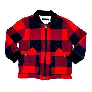 GAP Baby Gap Red and Black Buffalo Check Quilted Bomber Jacket Size 4T